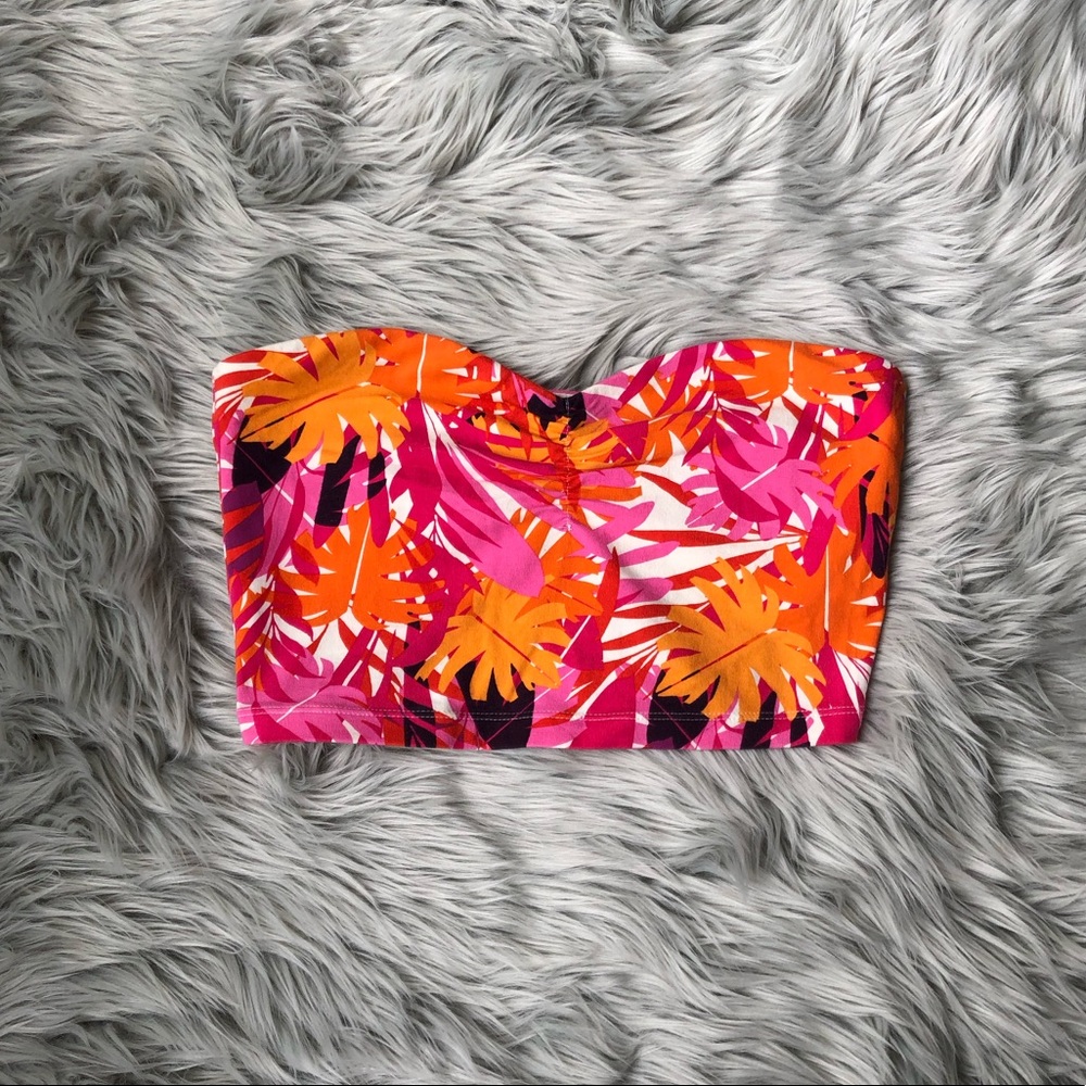 Express - Tropical Cropped Tube Top